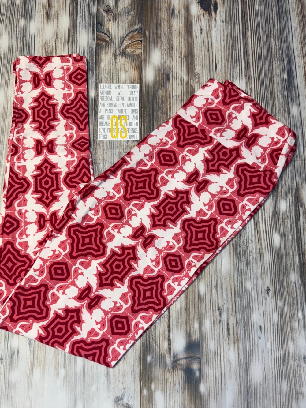 LuLaRoe Red & White Geometric Pattern Leggings